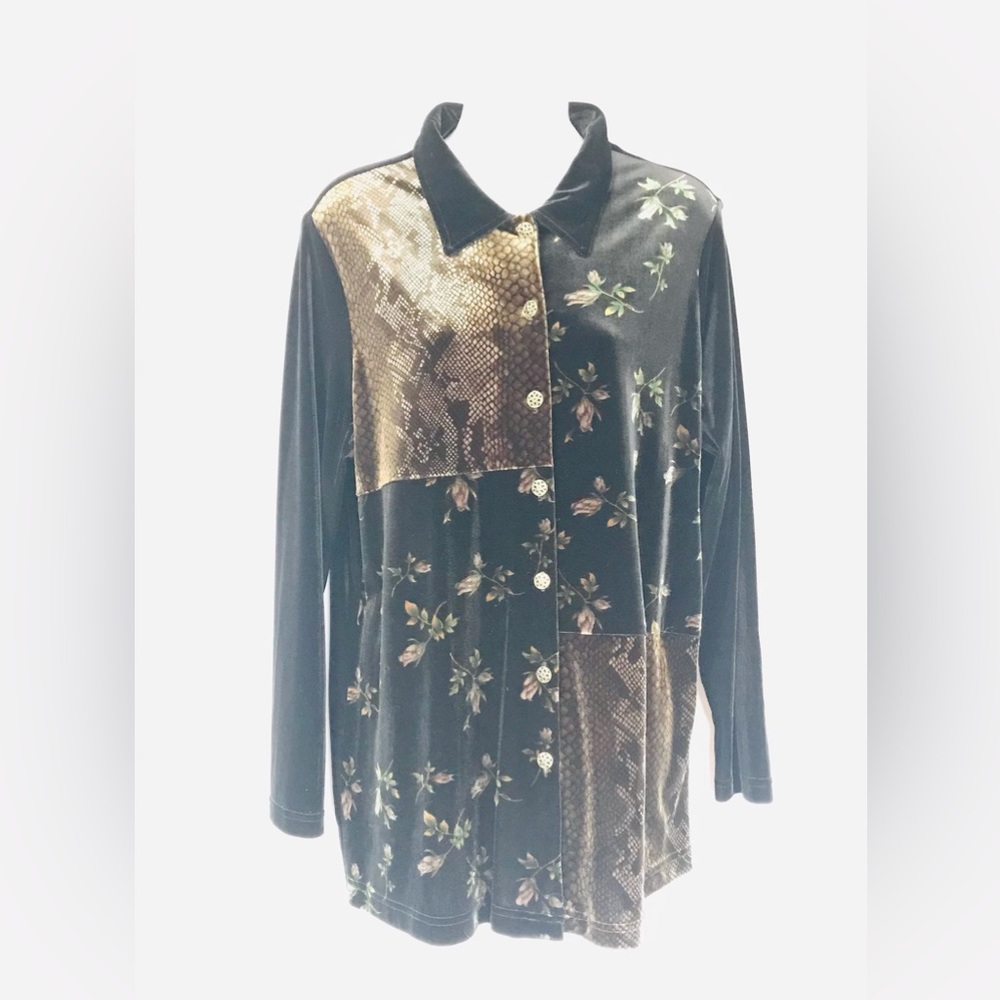 Studio Ease Velvet Vintage Retro Inspired Shirt Size 14